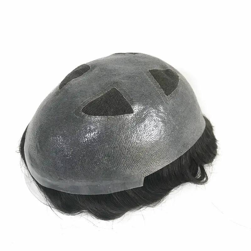 Swiss Lace PU Thin Skin Natural Indian Human Hair Hairpiece Men Toupee With Competitive Factory Price