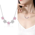 FDXZ-171 S925 Sterling Silver Smiling Flowers Necklace for Women Smiling Fashion Plum Inlaid Pink Zircon Fashion Sweet Gift