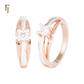 FJ Fallon Fashion Jewelry Solitaire Engagement Rings Plated in Rose Gold Two Tone Brass Based