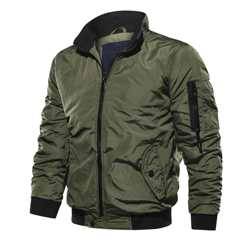 Custom Winter Nylon Bomber Men's Jackets With Embroidered Logo Outdoor Streetwear Plus Size Canvas Coats For Men