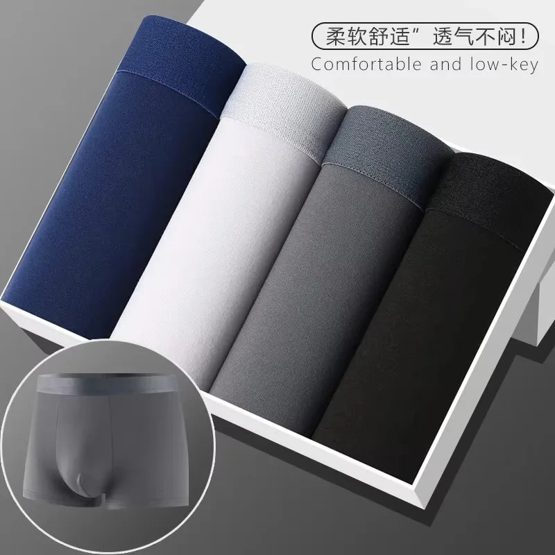 Wholesale Comfortable Bamboo Cool Men's Boxer Briefs Breathable Knitted Underwear 3D Pouch Moisture-Wicking Logo Waist Multipack