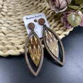 Zigzag Pattern Boho Statement Earrings - Unique Ethnic Style Lightweight Wooden Drop Earrings
