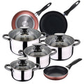 SAN IGNACIO Dina 8-piece stainless steel cookware set with frying pans (16/20/24 cm) and SAN IGNACIO Paradise pressed aluminum