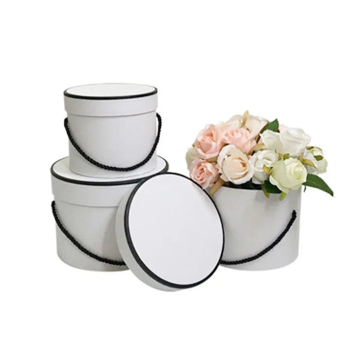 Wholesale Luxury Rose Printed Round Rigid Gift Flower Box Recyclable Embossing Matt Lamination UV Coating