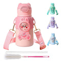 Cartoon Cute Bear Children Vacuum Flask Thermos 316 Stainless Steel Water Bottle Straw for Kids School Perfect School Bottle