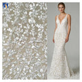 YX1278 10 Yards Low Price Cheap White Tulle Fabric Lace Water-Soluble Embroidery Leaf Pattern Lace Fabric for Chinese Brides MegaBDM