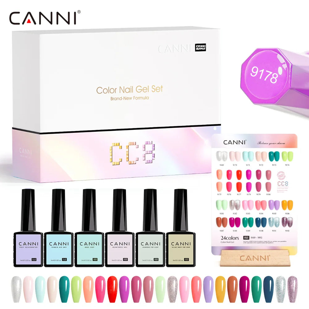 CANNI Newest CC8 Spring Color Enamel Nail Polish Gel Kit Semi Permanent Esmaltes 30 Pcs Nail Art French Nail Gel Polish Nude Gel