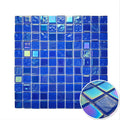 DS 4mm Sky Blue Green Crystal Glass Mosaic Tile Modern Indoor Interiors Swimming Pool Wall Decorative Iridescent Rainbow Color