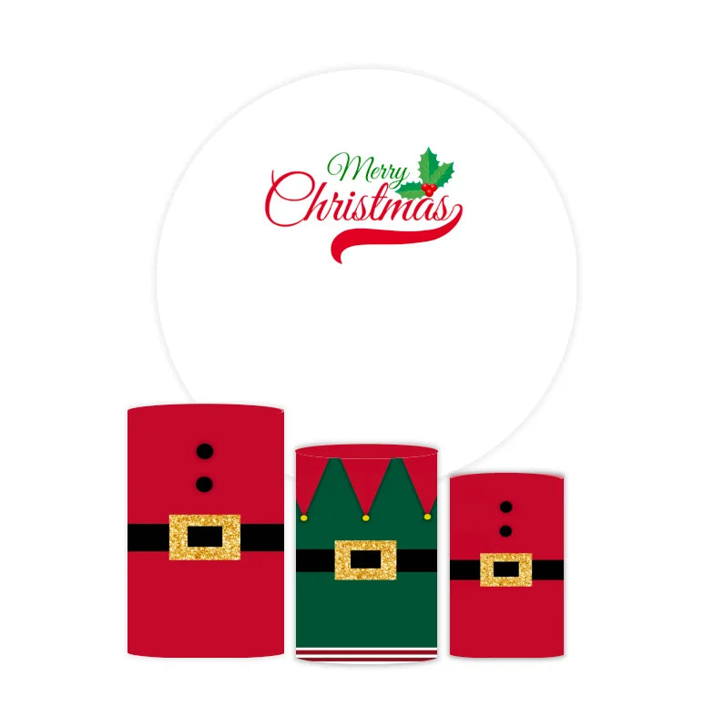 Hot Selling Red & Green Christmas Home Decorations Santa Birthday Cartoon Printing Banner Fabric Wedding Circle Backdrop