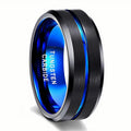 POYA Classic Style Blue Tungsten Carbide Rings with Beveled Edge Matte Brushed Finish for Anniversary Weddings Other Occasions