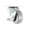 2-Inch Grey TPR Locking Wheel Casters with Side Brake for School Kitchen Supermarket Hospital Warehouse Gym & Outdoor Use