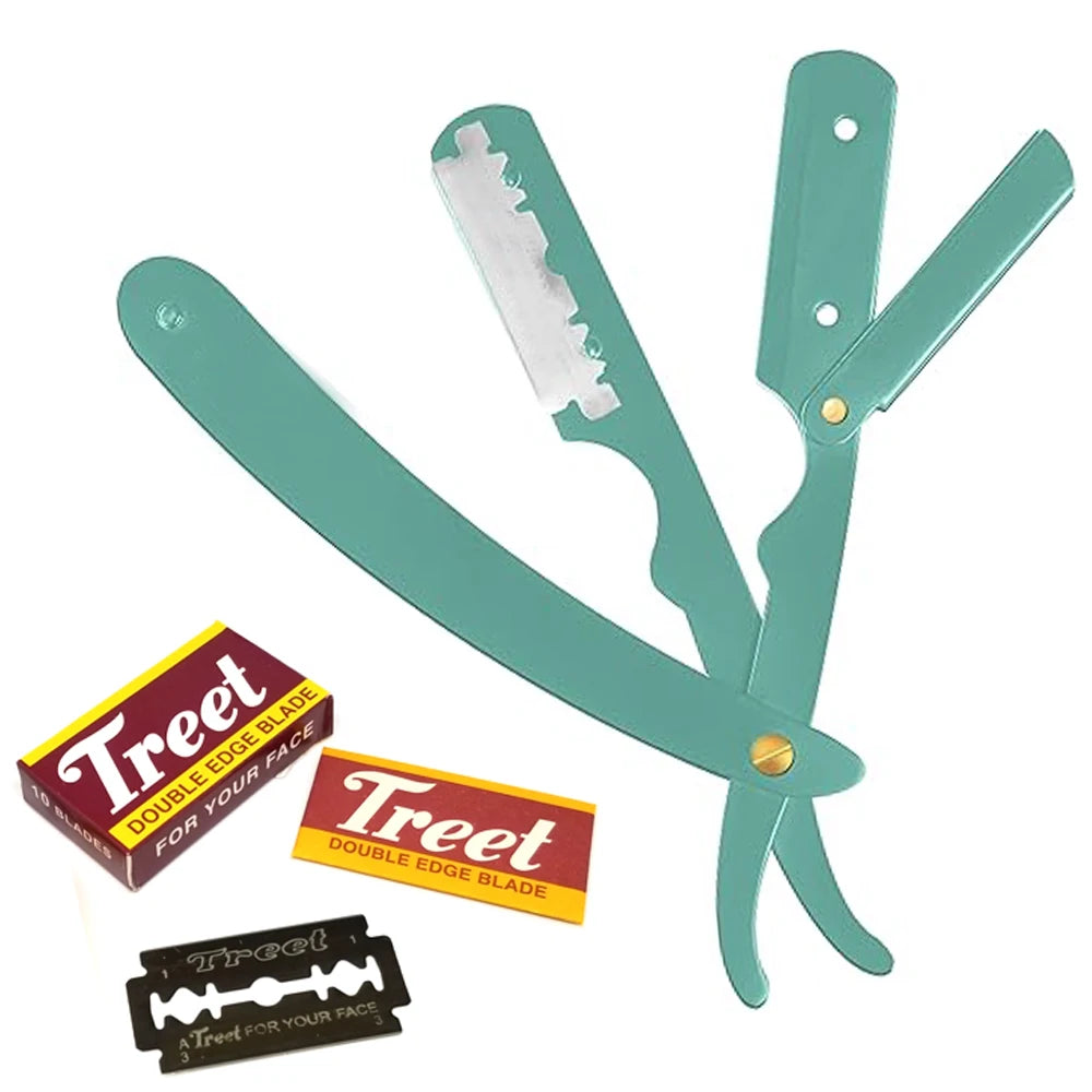 Single Edge Straight Razor for Barbers Folding Design with Plastic Handle Replaceable Blades for All Double Edge Razors