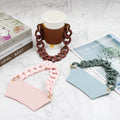 Portable Water Cup Cases Reusable Leather Coffee Cup Sleeve Holder with Acrylic Chain Strap for Travel Tea Cups & Saucers