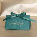 JUXINDA Luxury Handheld Triangle Wedding Candy Box with Wooden Ring Wedding Favor Box Wedding Banquet Candy Box