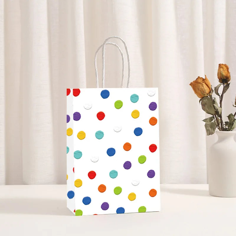 New Color-themed Creative Dot Coated Paper Gift Bag Rainbow Candy Festival Party Gift Wrapping