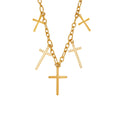 Wholesale Stainless Steel Cross Necklace Zirconia Inlay Unisex Minimalist Choker Chain for Layering