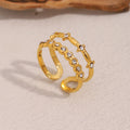 Dreamshow Double Layer Zircon Jewelry Fashion Rings for Women 18k Gold Plated Stainless Steel Jewelry