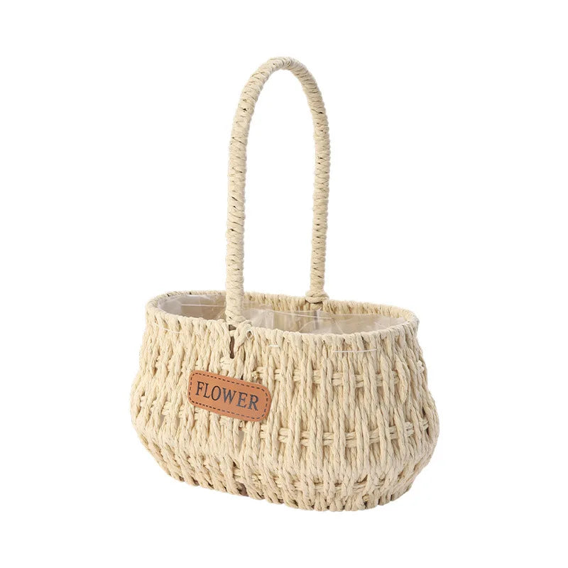 Popular Handcrafted Eco-Friendly Paper Rope Multi-Purpose Flower Basket