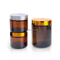 Food Grade Cosmetic Cream Jar 50g 60g 100g 120g 150g 200g 250g Amber Glass Candle Jars With Aluminum Metal Lids