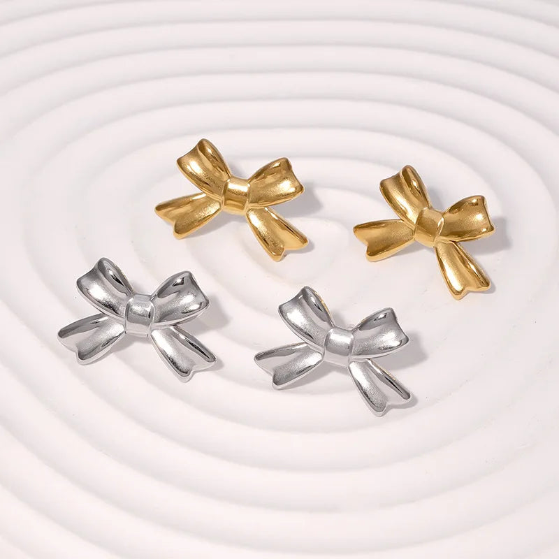Beimai OEM Stud Earrings Exquisite Gold-plated Cute Design Stainless Steel Bow Stud Earrings