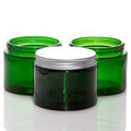 Wholesale Mini Small Green Amber Empty Round Glass Candle Vessels Container Jar With Aluminum Lid MegaBDM