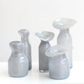 Modern Design Grey Soda-lime Lead-free Glass Bottle Vase Unique Petal Wavy Rim Tabletop Centerpiece Customizable Home Decor 4