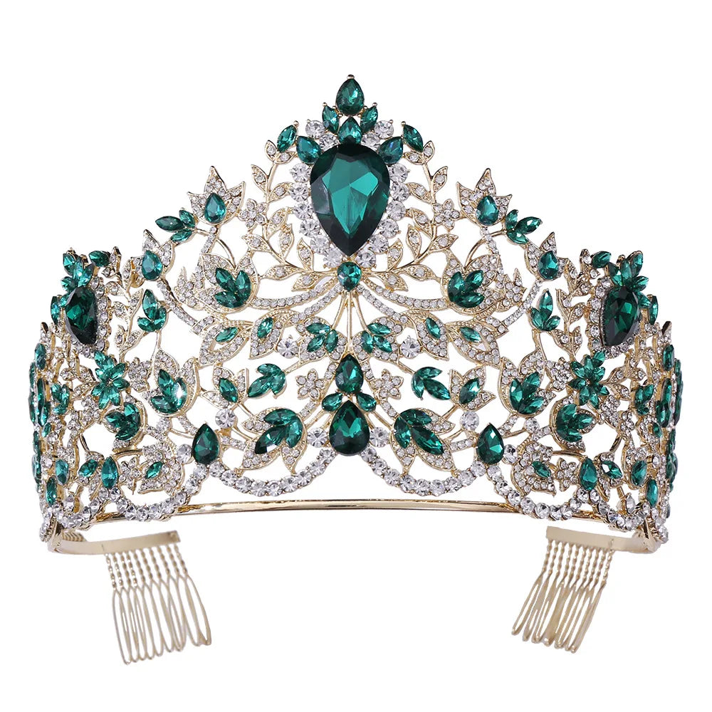 Crystal Baroque Crown Headband Elegant Bridal Garment Accessories