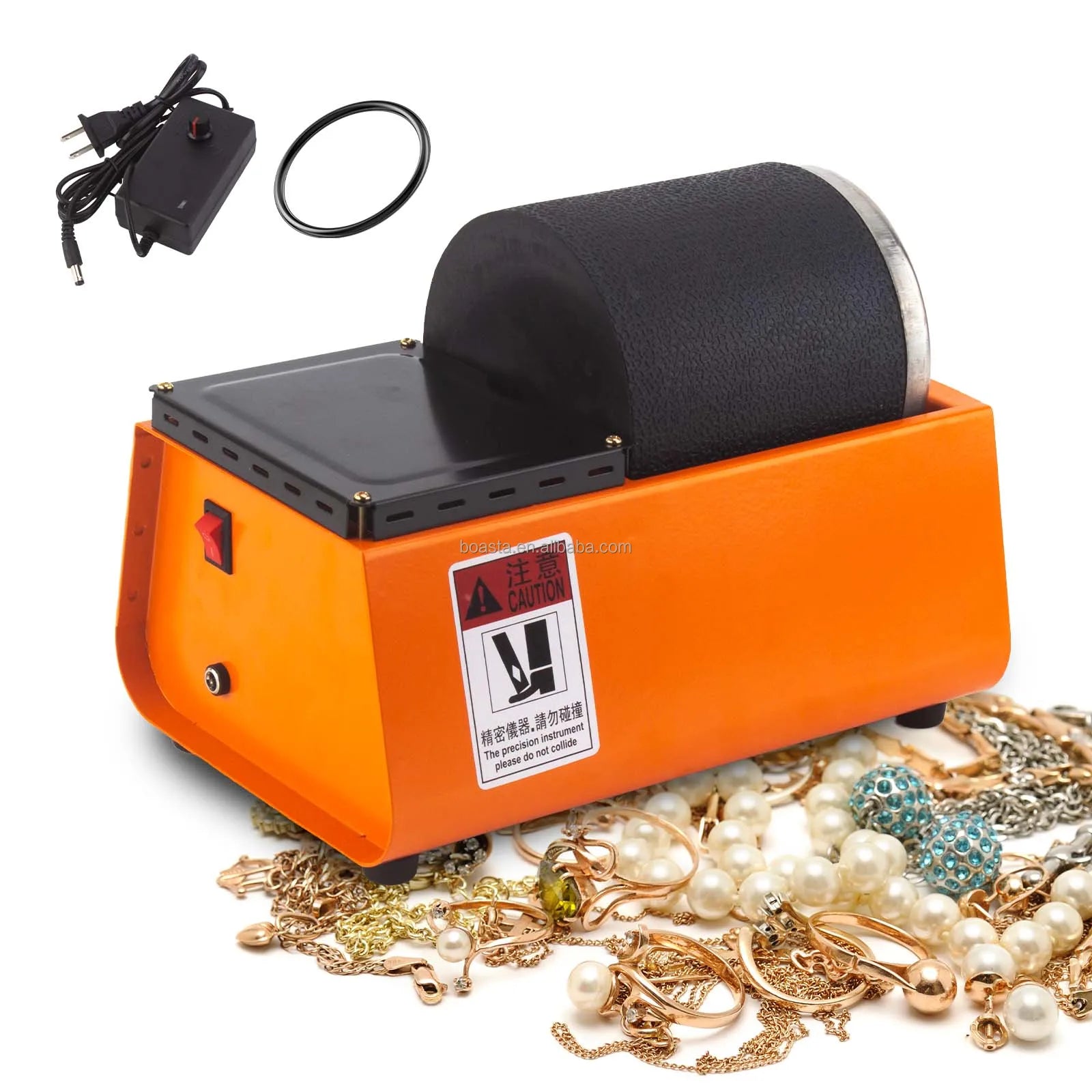 Boasta 16W Mini Orange Rotary Tumbler Polishing Machine 900ml for Jewelry Stone Agate and Small Metal Parts