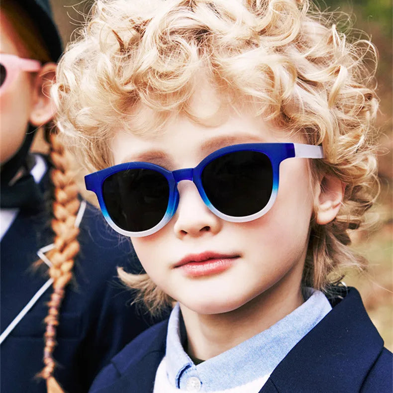 2025 Newest Fashion TR90 Gradient Frame Children Sun Glasses UV400 Folding Polarized Kids Sunglasses