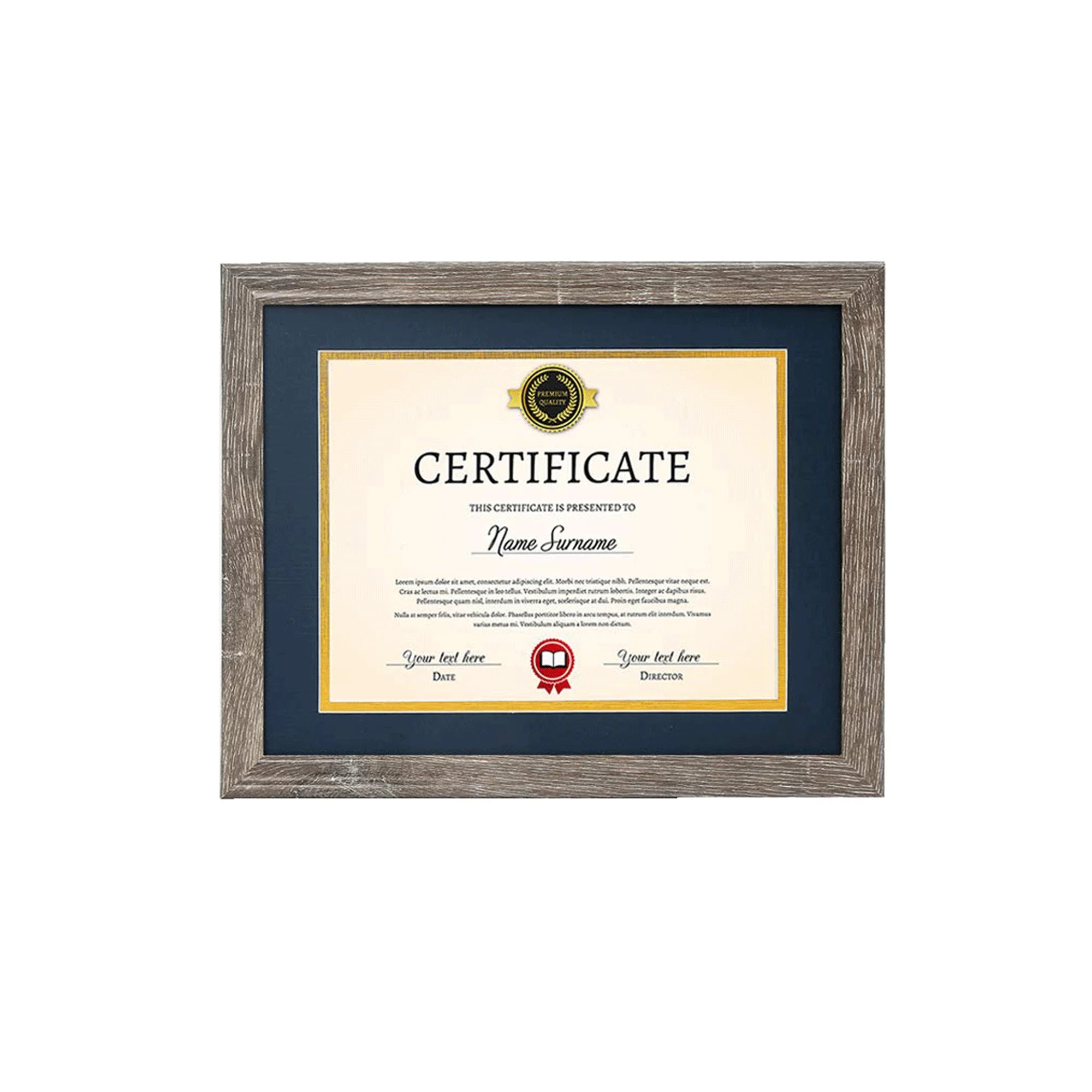 Rustic Gray Certificate Frame A4 Document Tempered Glass 8.5x11 with Mats or 11x14 Without Mat Wooden Graduation Diploma Frame