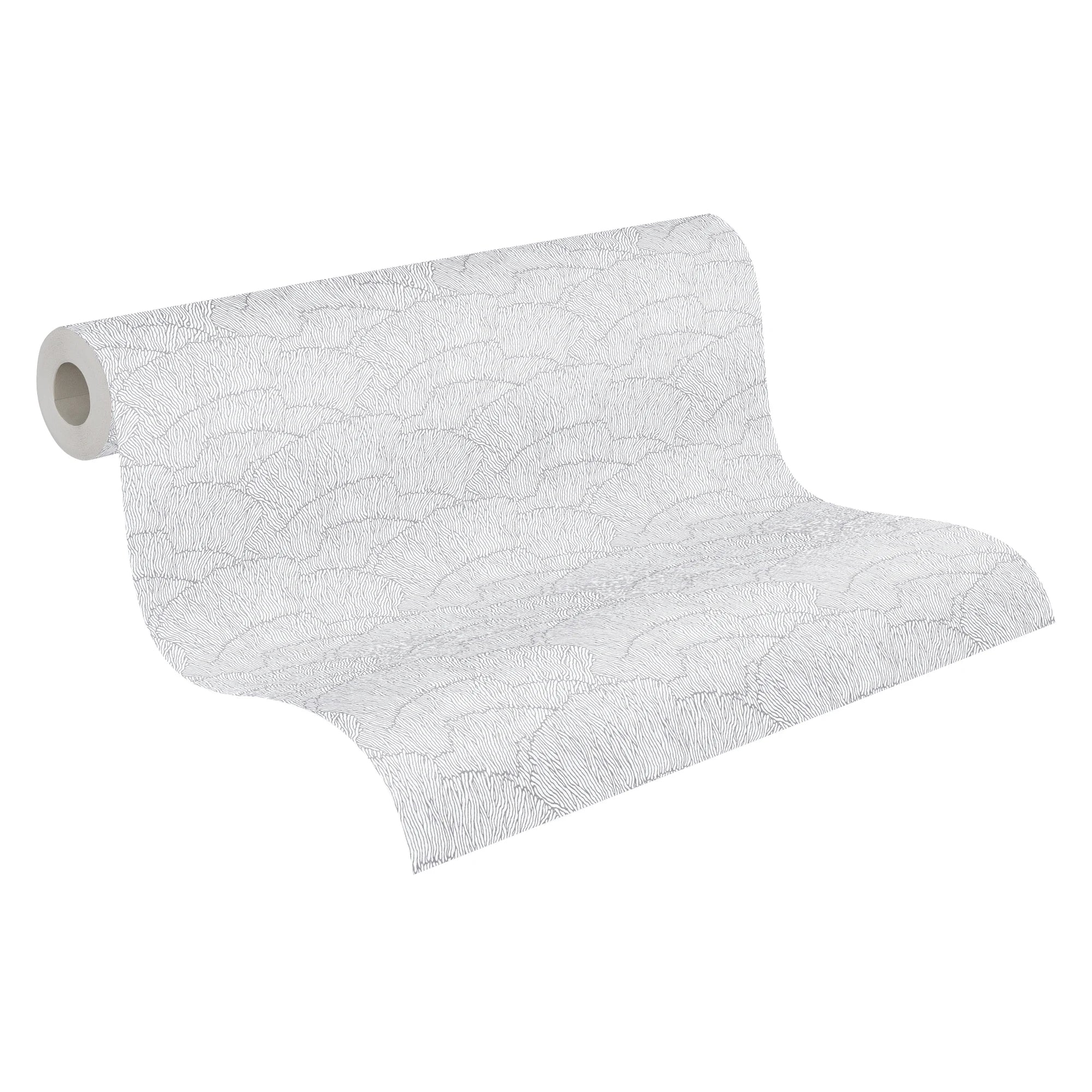 Made in Germany - Luxury Wallpaper rolls Texture Silver White Metallic Non Woven Contract Wallpaper Metallic - 1005 x 053 m