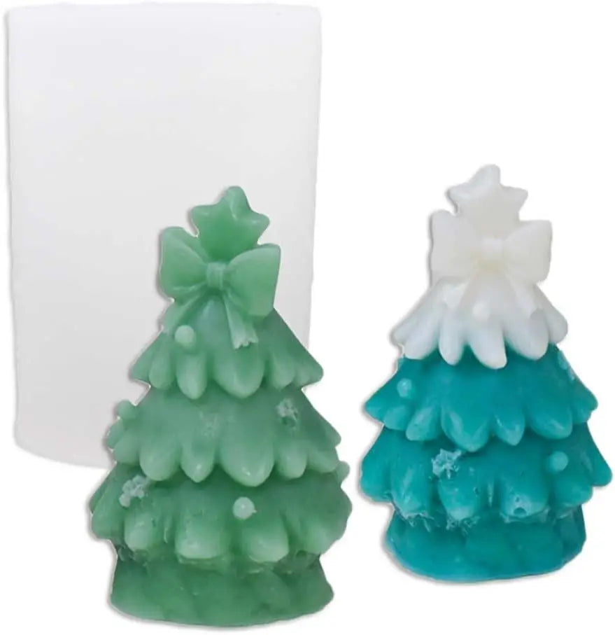 Popular OEM Bow Christmas Tree Shape Candle Silicone Molds for Making Candle Aromatherapy Candles Handmade Wax Soap Home Decor