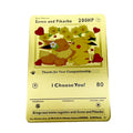 In Stock Valentine's Day Gift Pikachu I Choose You Love Gold Metal Inspired Poke Mon Card- Collectible/Gift