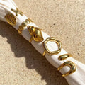 J&D Trendy Geometric Wide Stainless Steel Ring 18K Gold Color Ocean Shell Conch Waterproof Jewelry
