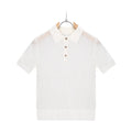 China Bangladesh Factory Price OEM Customized Logo Embroidery French Style Polo Collar Hollow Knit Womens Loose Casual Top Shirt
