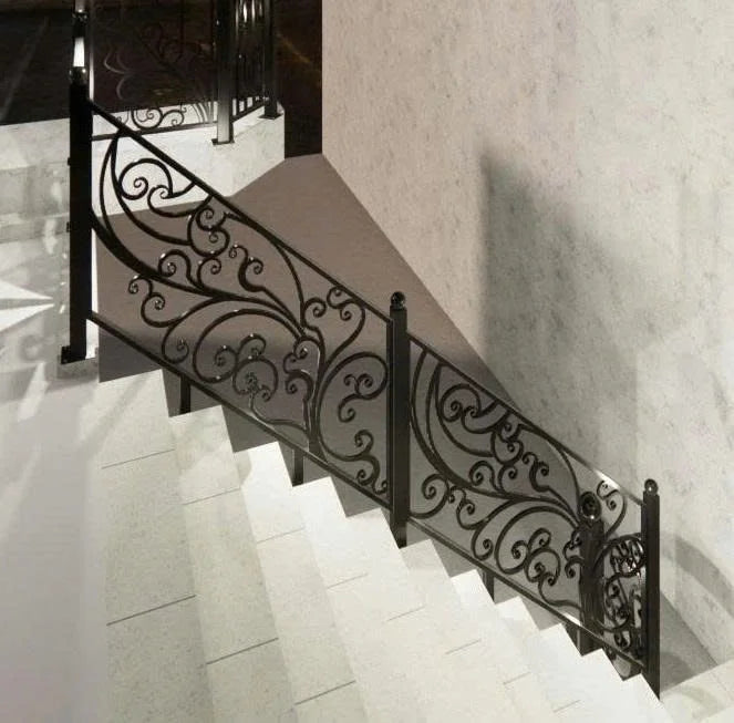 Transform your stairs with elegant wrought iron railings featuring decorative decorative designs for lasting visual appeal