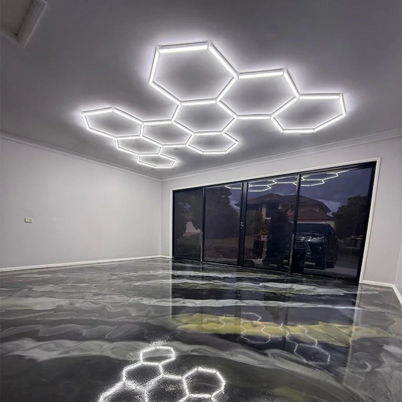 Energy-Saving 6500K Hexagonal LED Light Aluminum Housing Garage LED Light for Car Wash Rooms Workshops for Auto Dealerships