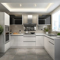 America Luxury Design 2 Pack Lacquer Modern Modular Kitchen Cabinet with Marble Countertop Drawer Basket for Hardware