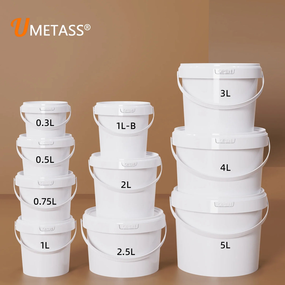 UMETASS 300ml ~5 Liter IML Customized Food Grade Plastic Bucket With Lid Clear Bucket for Honey Cookie Yogurt Butter Sauces