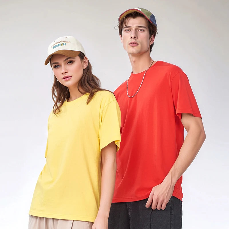 180g Custom Logo Solid Heavy 100% Combed Cotton O-Neck Unisex Tee Fitness Casual Style Sustainable Printed Short Sleeve T-shirt