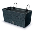 Anthracite colored planter with reservoir and hanging hooks FURU collection 39.5 x 18.5 x 19.5 cm 8 L capacity.