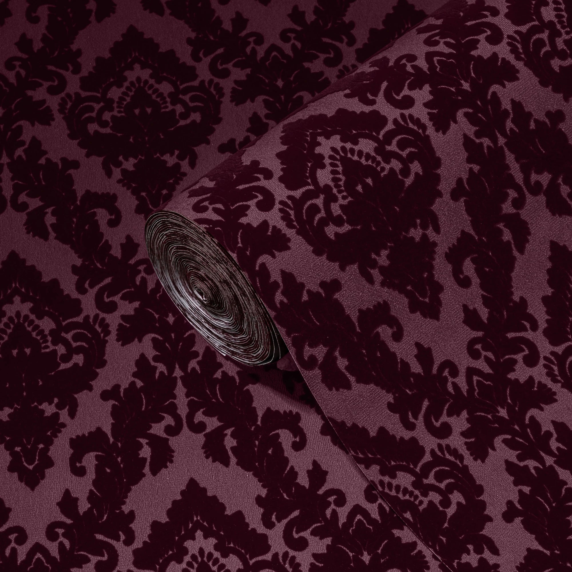 Made Germany Luxury Velvet Flock Damask Red Non Woven Premium Fabric Wallpaper Rolls Living Room Kitchen Smoke-Proof 1005x052m