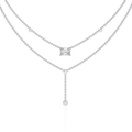 New Luxurious Women's Unique Double Layer 925 Sterling Silver 14K Gold Plated Lab Grown Diamond Necklace Trendy Accessory