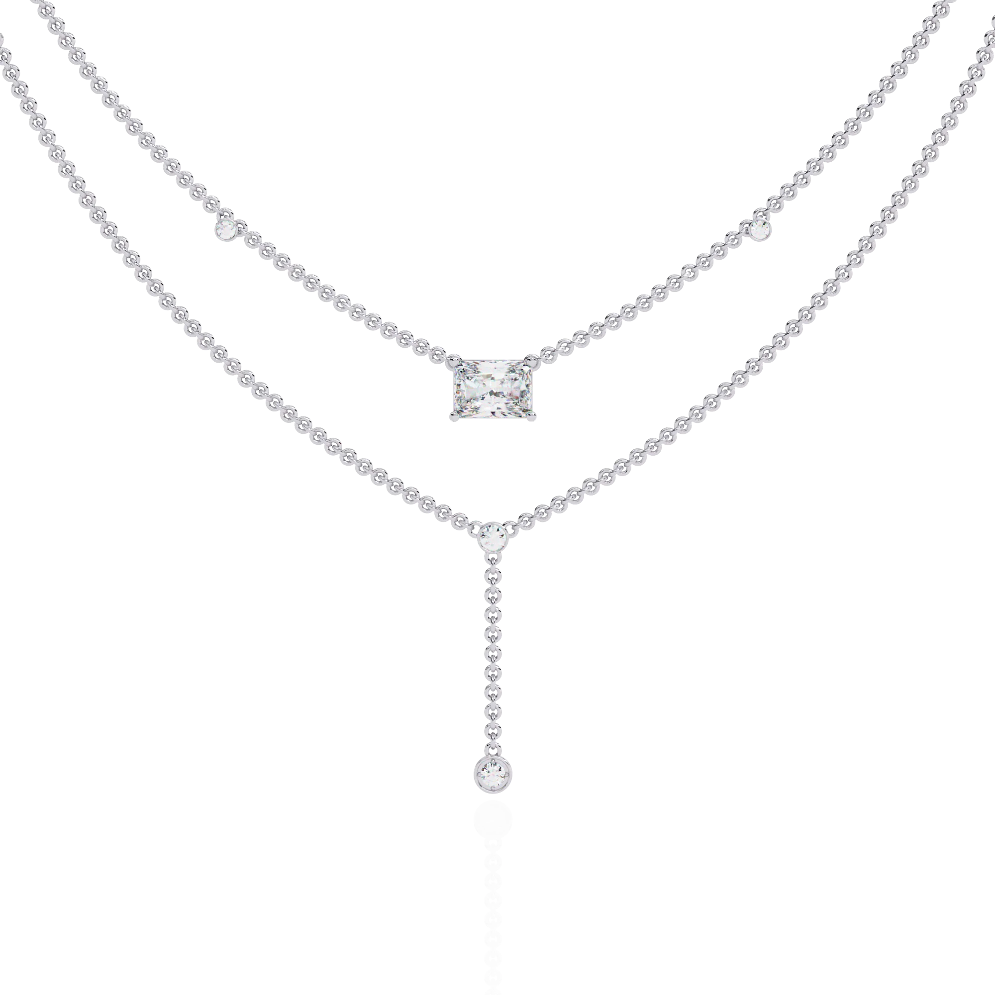 New Luxurious Women's Unique Double Layer 925 Sterling Silver 14K Gold Plated Lab Grown Diamond Necklace Trendy Accessory