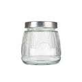 Eco Friendly Wholesale High Quality 650ml Striped Empty Round Pudding Glass Jar Bird's Nest Jar with Metal Lid