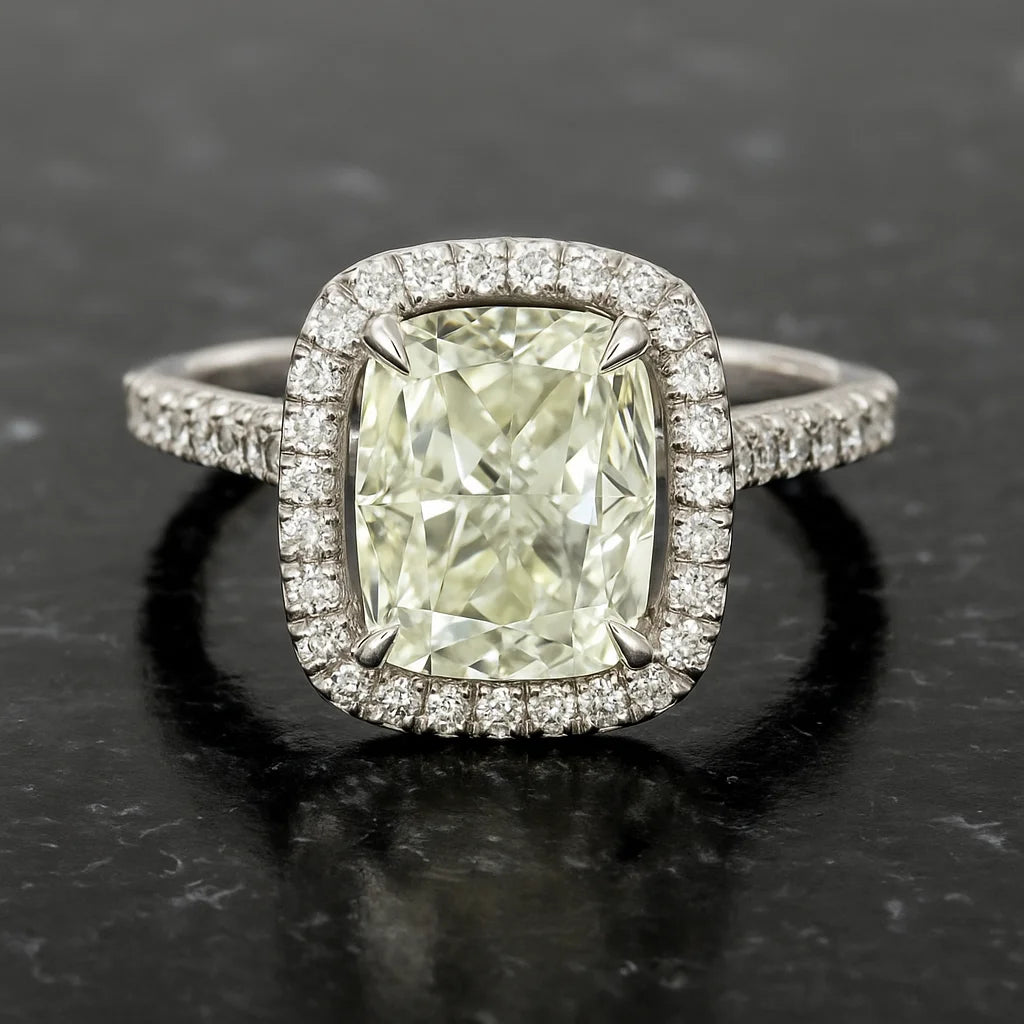 For 1 Ct Cushion Natural Diamond Women's Ring 14K White Gold Customized Fine Jewellery Verified Supplier India Elegant SHREERAJ