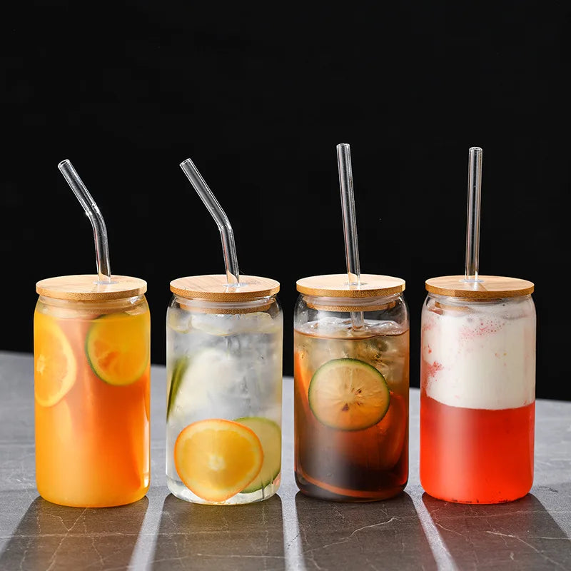 Wholesale Modern Large Capacity BPA Free Reusable Glass Tumbler Bamboo Lid Heat/Cold Resistant Transparent Design Food Safe MegaBDM