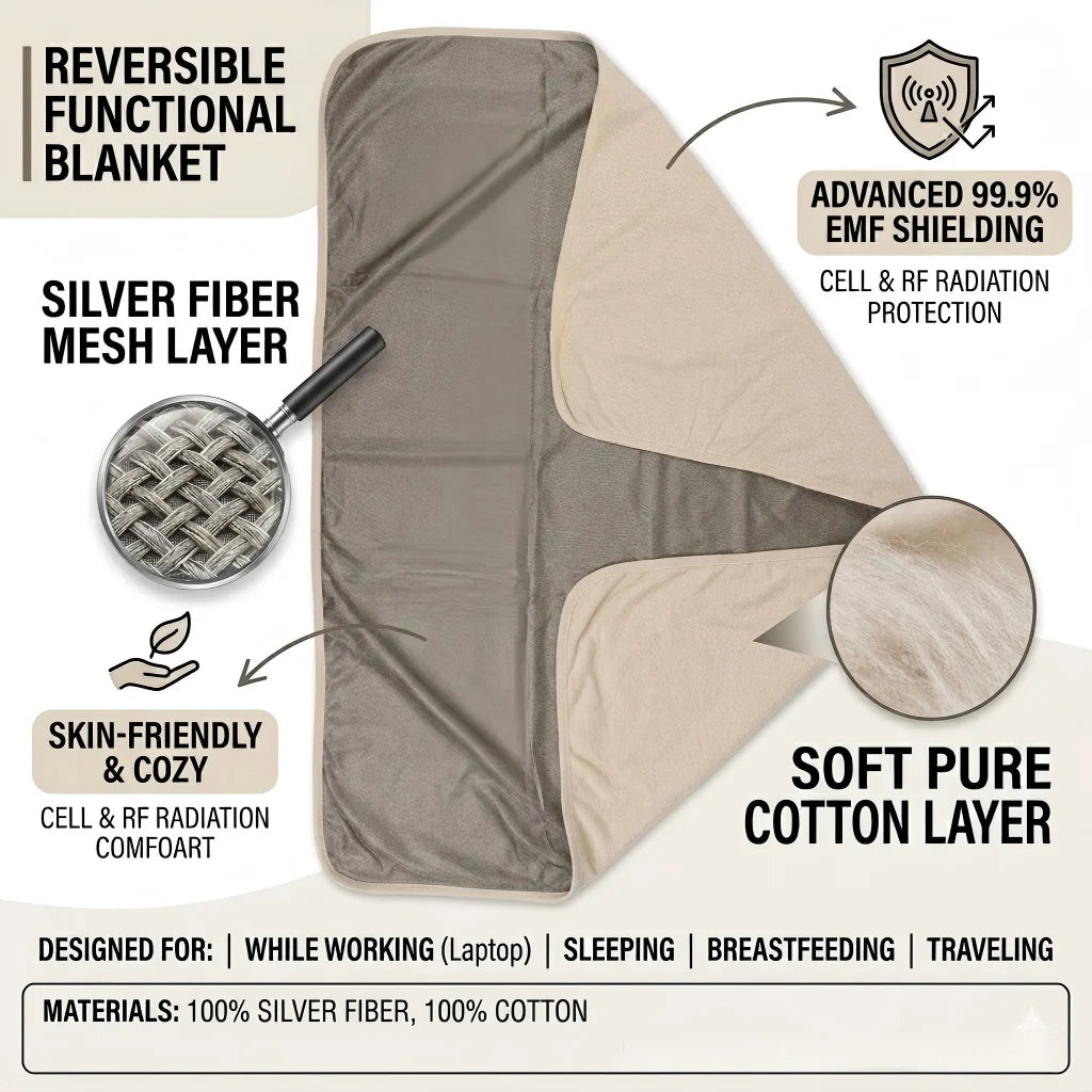Advanced EMF Protection Blanket with Pure Silver Fiber Conductive Layer MegaBDM