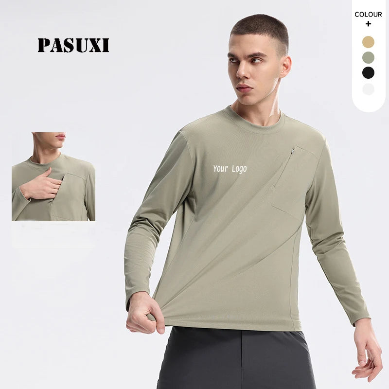 PASUXI Men's Quick Dry Sweatshirt Moisture Wicking Sportswear Long Sleeve Cycling Jersey for Breathable Outdoor Activewear