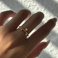 Fenyi 2025 New 18k Real Gold Plated PVD Stainless Steel Minimalist Bouquet Zircon Personalized Customized Women Crushed Ice Ring